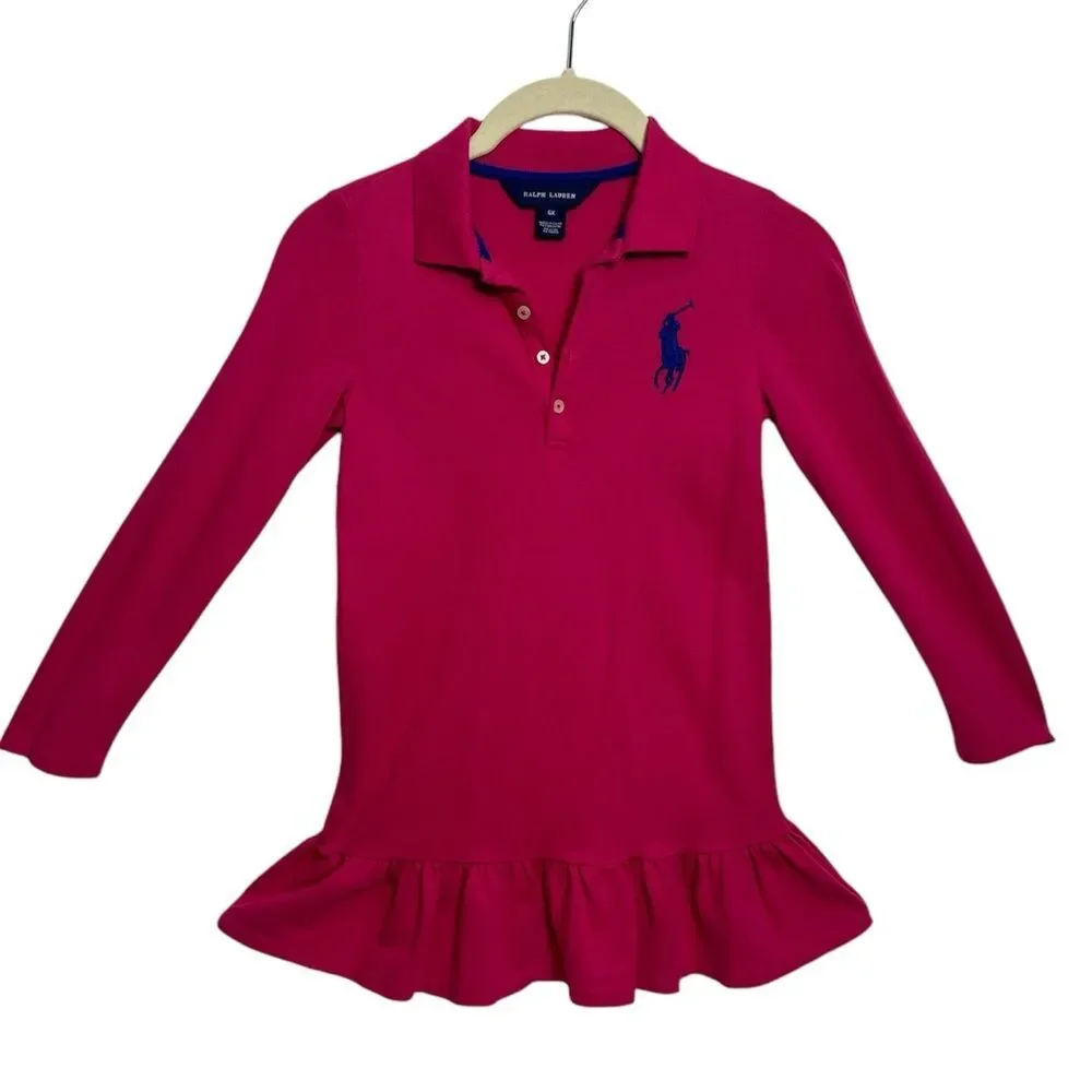 RALPH LAUREN Big Pony Long-Sleeve Polo Dress‎ SIZE 6X